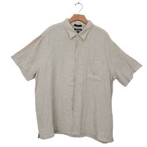 Brandini Linen Shirt Mens XXL Beige Short Sleeve Button Up Coastal Casual